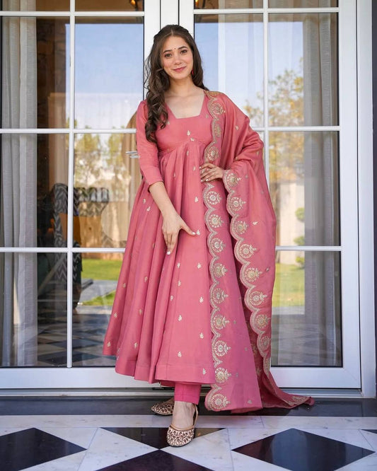 Party Wear Look Full Heavy Embroidery Gown With Dupatta