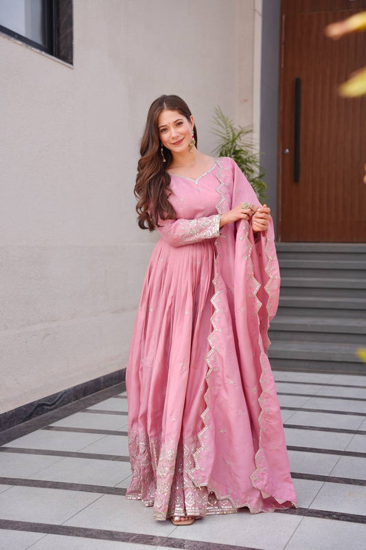 Heavy Shimmer Silk Gown Set