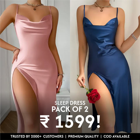 Draped Collar Split Backless Sleep Dress
