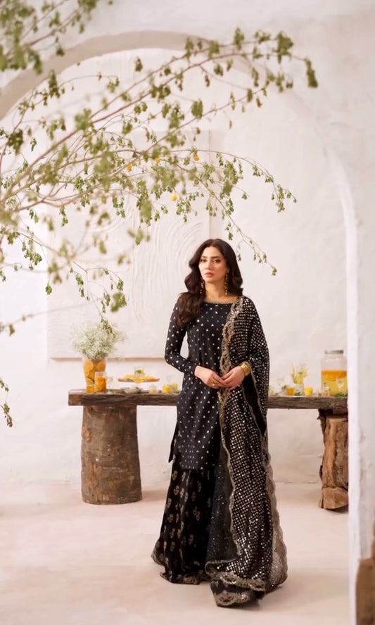 Party Wear Look Top-Palazzo and Dupatta