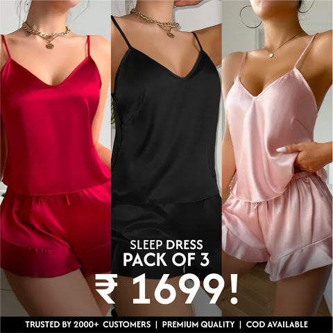 Pack of 2-3 Top & Flare Shorts pajama set for women